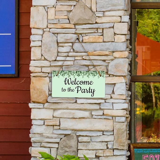 Signs ByLITA Eucalyptus Greenery Personalized Hanging Wall or Door Sign (5 x 10") | Custom Signage for Your Home & Business