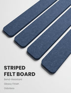 Fluxynara Cork Board Alternative Felt Strip Board 8-Pack 13"x2", Office Pin Board with 50 Push Pins, Adhesive Install for Bedroom Door & Home Office(Denim Blue)