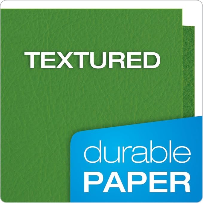 Oxford Twin-Pocket Folders, Textured Paper, Letter Size, Green, Holds 100 Sheets, Box of 25 (57503EE)