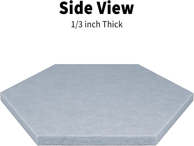 Fwpelt 12'' Medium Hexagon Cork-Bulletin Board Tiles Adhesive 10PCS 12x10 inch Frameless Sticky Corkboard Hex Felt Pin Board for Office-Wall Decor, Removable Hexagonal Tack Pinboard with 30 Pushpins
