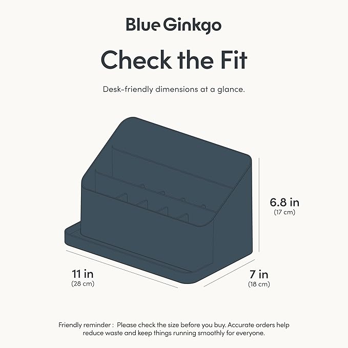 BLUE GINKGO Desk Organizer – Korean-Made Office Storage for Pens, Notes, Mail, and Supplies (Prussian Blue)