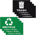 4pc Recycle Stickers + 4pc Trash Stickers | Weatherproof Vinyl Sticker Recycling Signs for Trash Bins, 7" x 10"