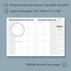 POPRUN Monthly Planner 2026-2027 (Medium- 6.5'' x 8.5'' Soft Cover), 18-Month Calendar Book (Jan.2026 - Jun. 2027), Calendar Planner with Monthly Tabs & Pocket, 100 GSM Paper - Purple