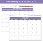 2026 Calendar- Wall Calendar 2026 Runs from January 2026 to June 2027-18 Months Calendar with Thick Paper for Planning and Organizing for Home or Office, 8.5 x 11 Inches, Purple