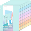 Forvencer 48Pcs/6Set Binder Dividers with Big 8 Tabs, Write&Erase Plastic Dividers for 3 Ring Binder, Tab Divider with Sticker Labels for Student, Teacher, Office, Home Organizers, School Supplies