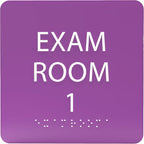 ADA CENTRAL SIGNS - 6" X6" Exam Room 1 Sign - ADA Compliant Tactile Graphics Grade 2 Braille Text Acrylic Wall Signs - Educational Institution Directional Assistance Test Center Door Sign for Schools