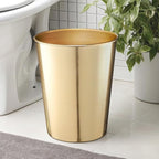 Monarch Abode Metal Bathroom Trash Can – Waste Basket for Bedroom, Office Desk, & Dorm, Handcrafted, Durable Decorative Brushed Gold Small Trash Can Bathroom Garbage Bin Wastebasket