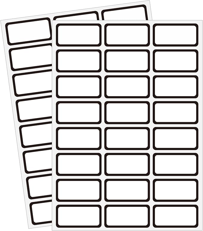 STARLIBOO Removable Labels, Blank Freezer Labels for Food Containers, 1x2 Inch Freezer Stickers/Waterproof Labels/ (Black Border, 360 Labels)