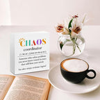 Chaos Coordinator Wood Box Sign, Chaos Coordinator Gifts, Thank You Gifts for Coworker Manager Teacher Nurse, Office Bedroom Home Desk Cubicle Table Shelf Decor Administrative Professional Day