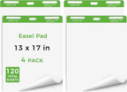 DINGIXOC Mini Easel Pads 13 x 17 Inch, 4 Pack Non-Stick Flip Chart Paper for Teacher, Training, Presentations or Brainstorming, 30 Sheets/Pad, Fits Most Easel Stands (White)