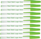 Personalized Stick Pens With your Custom Logo or Text-500 Pack Bulk-for Businesses, Parties, and Events, Custom Printed Slim Ballpoint Pens with Cap, Light Green, Black Ink