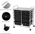 LDAILY 12 Drawer Rolling Storage Cart, Craft Cart Organizer on Wheels w/Metal Frame, Large Capacity & Smooth Drawer, Rolling Cart w/Drawers for Classroom, Office