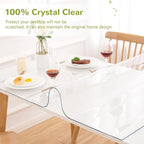 Eisdroma 44 x 60 Inch Clear Table Cover Protector, Clear Table Protector for Dining Room Table, 1.5mm Plastic Table Cover, Waterproof Table Pad for Kitchen, Office