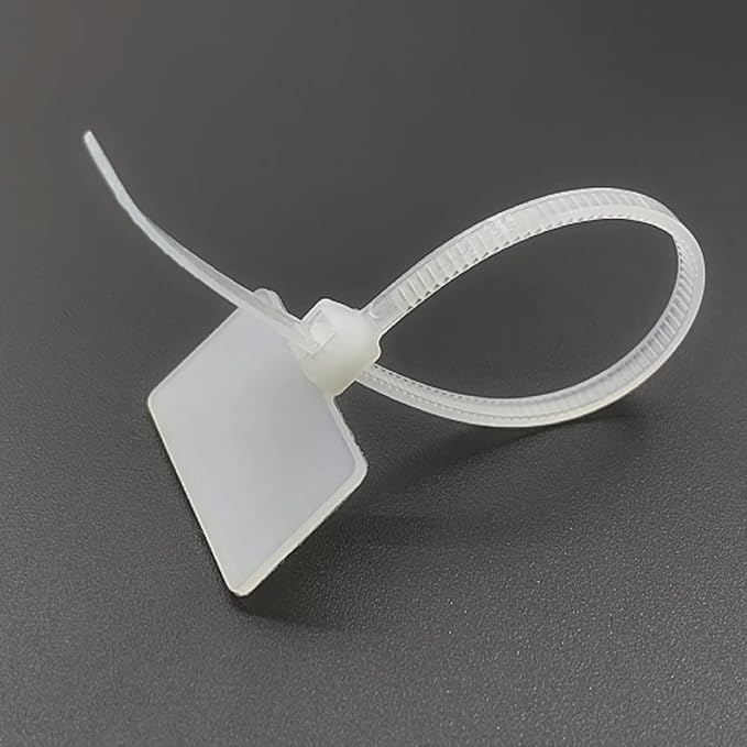 Waterproof Shipping Tags, Self Locking Nylon Writable Marker Ties Luggage Identification Tags, Plastic Straps Label Mark Tag, Seal Tags Zip Tie for Labeling 100pcs (White)