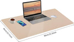 Leather Desk Pad, Mouse Pad, Non-Slip Desk Protector Mat, Leather Desk Blotter, Computer Desk Pad, Waterproof Desk Mat for Office Home Decor - Beige (31.5×15.7 Inches)