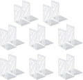 MSDADA Bookends, Book Ends for Shelves, Bookends for Office, Book Ends for Heavy Books, Book Shelf Holder Stand Home Decorative，Metal Bookend Supports, Book Stoppers, White(8 Pairs)