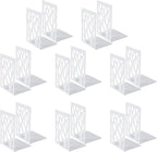MSDADA Bookends, Book Ends for Shelves, Bookends for Office, Book Ends for Heavy Books, Book Shelf Holder Stand Home Decorative，Metal Bookend Supports, Book Stoppers, White(8 Pairs)
