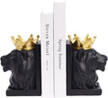 Kakizzy Book Ends Decorative, Lion Bookends for Shelves, Animal Book Stopper Decorative, Modern Book Ends for Heavy Books, Lion Figurines Statues Indoor, Unique Book Lover Gift(Black Lion)