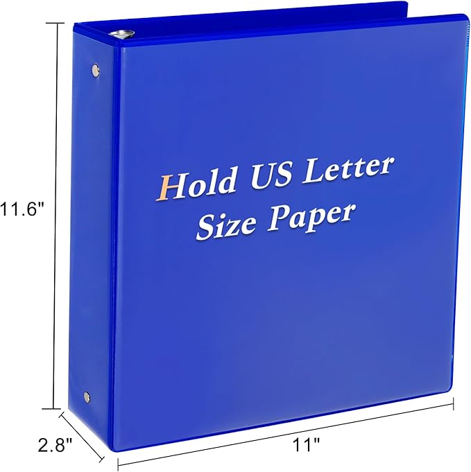 CIXILDTS 2-inch Round Ring Binder, Durable 2" 3 Ring Binder Fit Letter Size Paper, Blue, 6-Pack