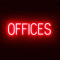 SpellBrite OFFICES Sign | Directional Sign with Neon Look, Red LED Light Source | 24.2" x 6.3"