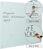 Magnetic Dry Erase Board - Frameless Glass White Board 48 x 36 Inches, Wall Mounted for Office, Home & School