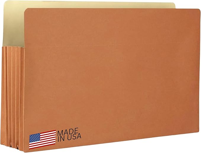 The File King Expanding Accordion File Folder - Legal Size | Box of 10 Redropes | 5.25” Expansion | Store and Organize Papers | Keep Records in One Place | Save Time Searching