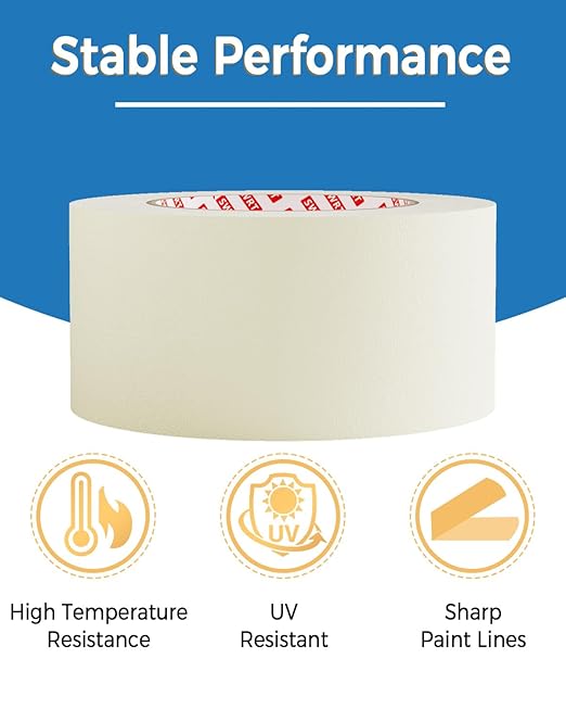 SWRT Masking Tape 2 Inche Wide × 55Yds– 2 Rolls (110 Yards Total), Strong Adhesive, Clean Removal, Beige White Painter’s Tape for Painting, Labeling, Crafts, Home & Office Use
