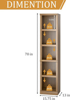 blini 5-Shelf Narrow Bookcase White Wooden Tall Bookshelves Floor Standing Display Storage Shelves Vintage Oak Bookcase for Home Office, Living Room, Bed Room