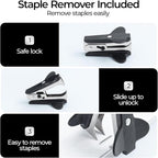 M&G Effortless Stapler 50 Sheet Capacity One-Touch Stapling, Heavy Duty Desktop Stapler Includes 1000 Staples and Remover, Portable Handheld Staplers for Home Office (Black)