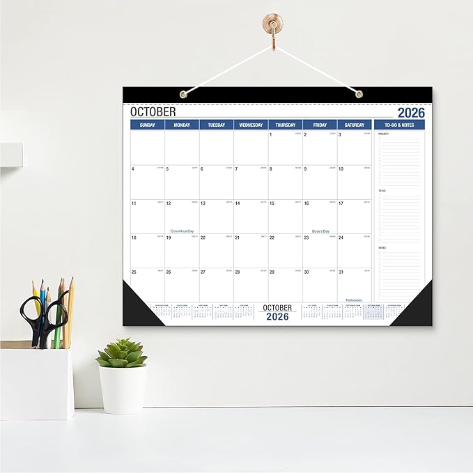 Desk Calendar 2026-2027, With 2 sticker, 18 Month Calendar Running to June 2027-22" x 17" Desktop/Wall Monthly Calendar for Homeschool or Office