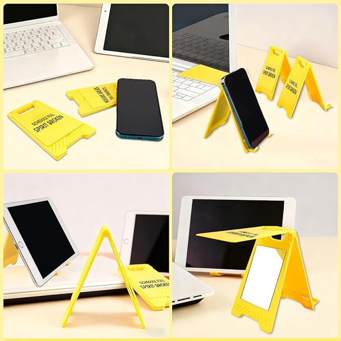 Funny Office Desk Accessories,Motivational Affirmations Office Cubicle Decor,Desk Decor,Phone Holder Mirror Acrylic Table Signs,Daily Desktop Corporate Work Humor Gifts for Coworker (Spirit Broken)