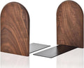 Lauvee Book Ends, Sturdy Wooden Bookends for Shelves - Heavy Duty Non-Slip Book Organizers, Decorative Bookend Holders for Home Office, Library, Black Walnut Universal Economy Bookend, Medium, 1 Pair