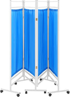 Medical Privacy Screens, Waterproof Nylon Fabric, 78.7 * 70.9 in Foldable Rolling Medical Privacy Screen with Silent Wheels, Suit for Hospitals, Clinics, and Nursing Homes (Blue, 4 Panels)