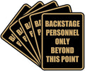Portrait Round Backstage Personnel Only Beyond This Point Door or Wall Sign Easy Installation | Music | Concert | Festivals Sign (Black Gold) - Large (5 Pack)