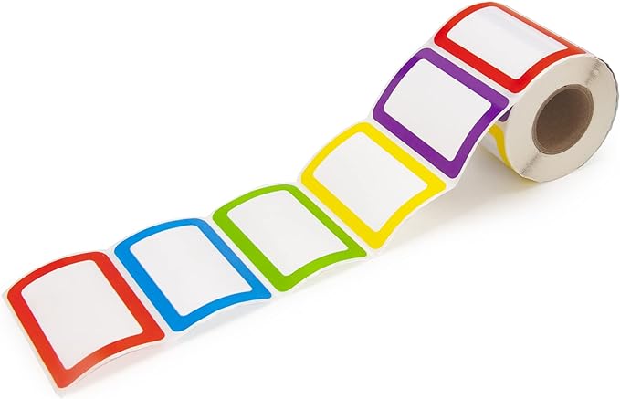L LIKED 500 Stickers - 3.5" x 2.25"Colors Plain Name tag Labels with Perforated Line for School Office Home (Blank - 500 Labels)