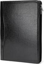 Geslun Vegan Leather Portfolio, Legal Size 8.5 x 14 Pad Holder, Business Padfolio for Men and Women, Zippered 14" Laptop Organizer, Executive Professional Work Travel Notepad Folio, Black