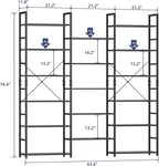 NUMENN Triple Wide 6 Tier Bookshelf, Rustic Industrial Style Bookcases and Bookshelves with 17 Open Display Shelves, Modern Tall Bookcase Furniture for Bedroom, Living Room and Home Office, Black