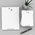 PrintPPS Personalized Monogram Notepads with your 2 Initials Diagonally - 4 Pack Gift Set of 5 x 7 @ 50 Sheets Per Pad - Optional Ruled Lines - Custom Stationery For To Do Checklists, and Gifts
