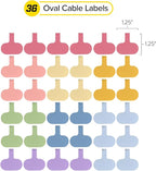 Wrap-It Storage Cable Labels - Oval, Macaron (36 Pack) - Write On Cord Labeler Wire Label Tags