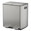 mVm Kitchen Trash Can,2x5.3 Gallon(2 x 20 L)Dual Trash cans and Recycle Bin Combo with Foot-Pedal,Anti-Fingerprint,Soft-Close,Brushed Stainless Steel Garbage Can for Kitchen,Living Room(Metallic Gray)
