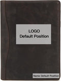 Geslun Personalized Genuine Leather 3 Ring Binder, Custom Engraved 8.5 x 11 Letter Size Folio with Pen Holder, Soft Notebook Portfolio Cover, Notepad Padfolio Organizer for Meeting, Dark Khaki