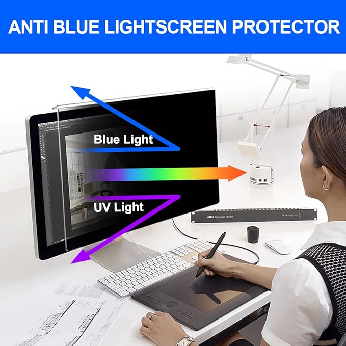 GUDTEKE Computer Privacy Screen Filter 24" Hanging Privacy Screen Protector Compatible Widescreen Computer Monitor with Aspect Ratio 16:9,Anti-Glare Privacy Screen Protector for 23.6" 23.8" Monitor