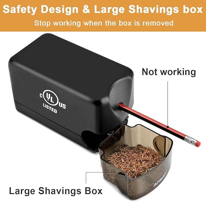 AFMAT Electric Pencil Sharpener, Heavy Duty Pencil Sharpener for Classroom, 6.5-8mm No.2/Colored Pencils, UL Listed, 10,000+ Sharpenings, Electric Pencil Sharpeners for Home, Office, PS13
