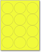 NextDayLabels - 8-1/2 x 11 Neon Color High Light Fluorescent Labels for Laser & Inkjet Printer (Yellow Fluorescent, 2.5" Round - 12 Per Page | 300 Labels)