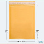 Kraft 14.25x20 Extra Large Bubble Mailers #7 | Self Seal Padded Envelopes | Air Lined Cushioned Yellow Bubble Mailer | Usable Size 14.25x19 | 50 Pack Bulk | Lightweight shipping Bags | Made in USA