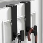 PMMASTO 2-Pack Over The Door Hooks - Rustproof Stainless Steel Door Hangers for 1-3/4 Inch Doors, Non-Marking and Tool-Free Easy Install (Black, T Shape-Fits 1-3/4" Thick Door)
