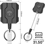 VYNCS Retractable Keychain Badge Holder with Belt Clip, Heavy Duty Carabiner ID Badge Clip Reel, 32” Steel Retractable Cord, 10 oz Rebound，1pcs Black Belt Clip