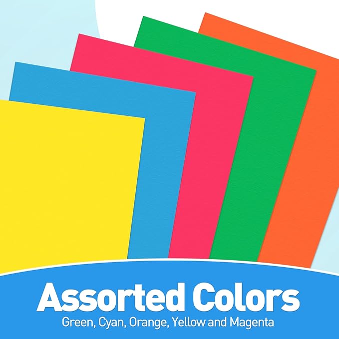 Two Pocket Folders, RAZCC 125 Pack File Folders with Pockets Fit Letter Size Paper, Thick Paper File Folder for School Office Business Home, Assorted 5 Colors