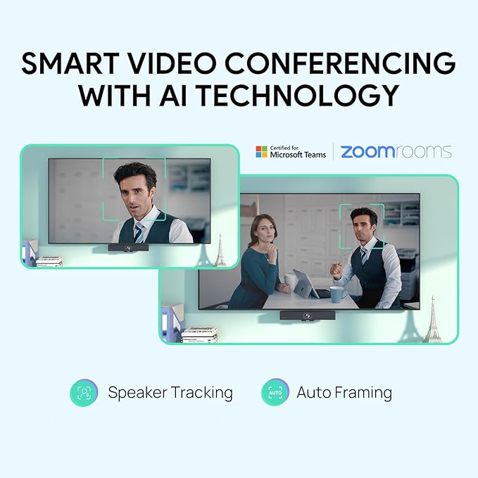 Yealink MeetingBar A10 Conference Room Webcam 4K 120° Wide Angle Camera with Android OS, Video Conferencing System with Microphone and Speaker, AI Speaker Tracking, Auto Framing, Teams Zoom Certified
