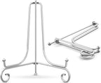TR-LIFE Plate Stands for Display - 10 Inch Holder + Metal Easel Stand for Picture Frame, Decorative Plates, Photo, Book, Collectibles (Silver 2 Pack)